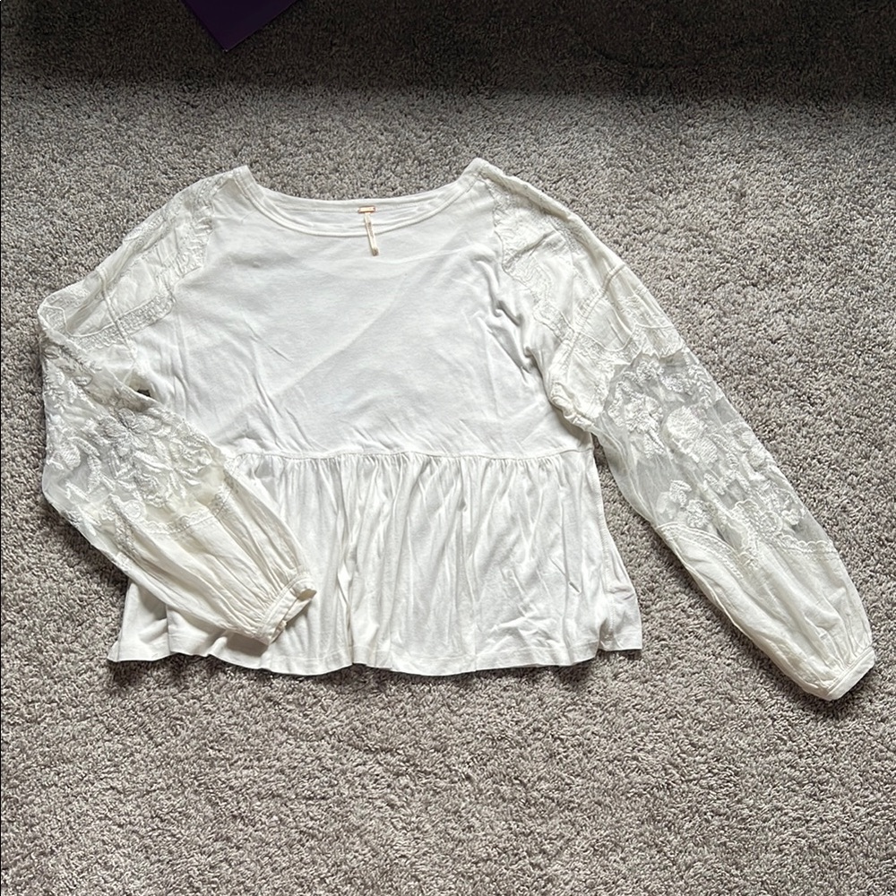 Free People White Lace Top